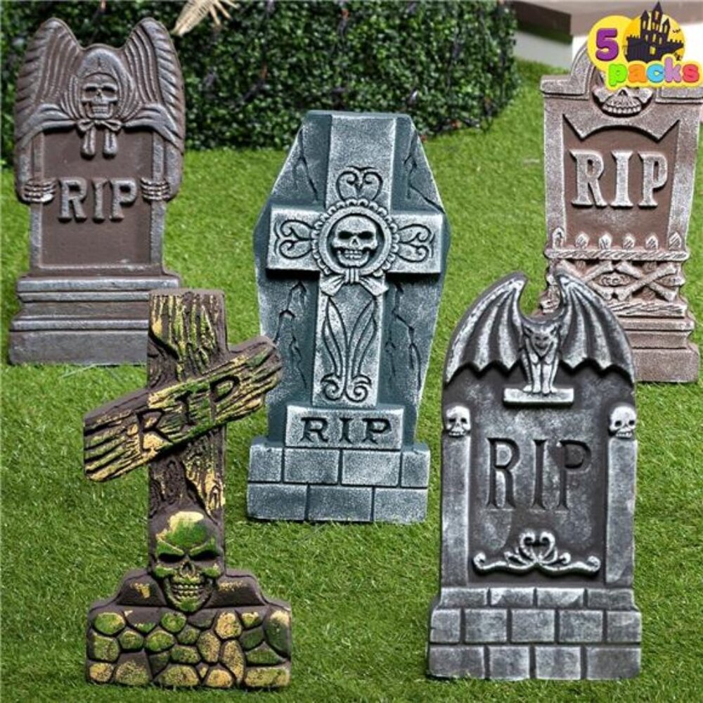 New 17” Halloween Foam RIP Graveyard Tombstones (5 Pack), Halloween